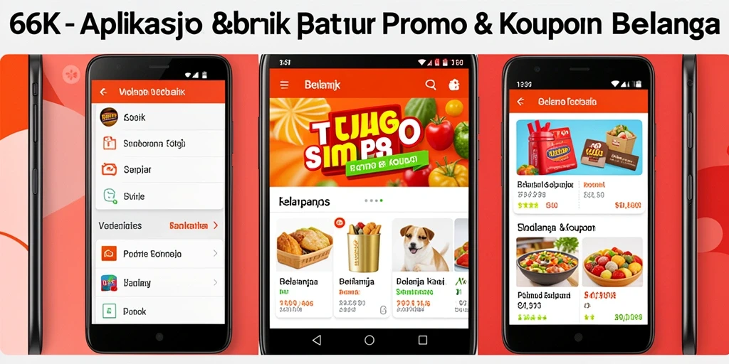 Antarmuka aplikasi 66K untuk Promo & Kupon yang menarik.