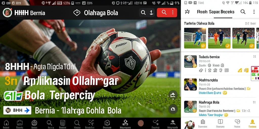 Tampilan antarmuka terbaru aplikasi 8HHH untuk berita olahraga bola.