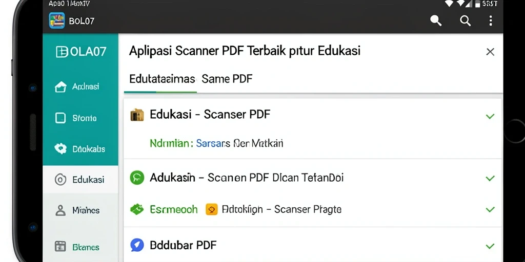 Antarmuka aplikasi BOLA07 yang sleek dan fungsional untuk Scanner PDF.