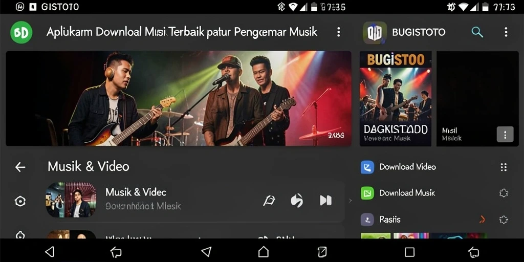 Tampilan antarmuka BUGISTOTO yang memudahkan pengguna untuk mengunduh musik.