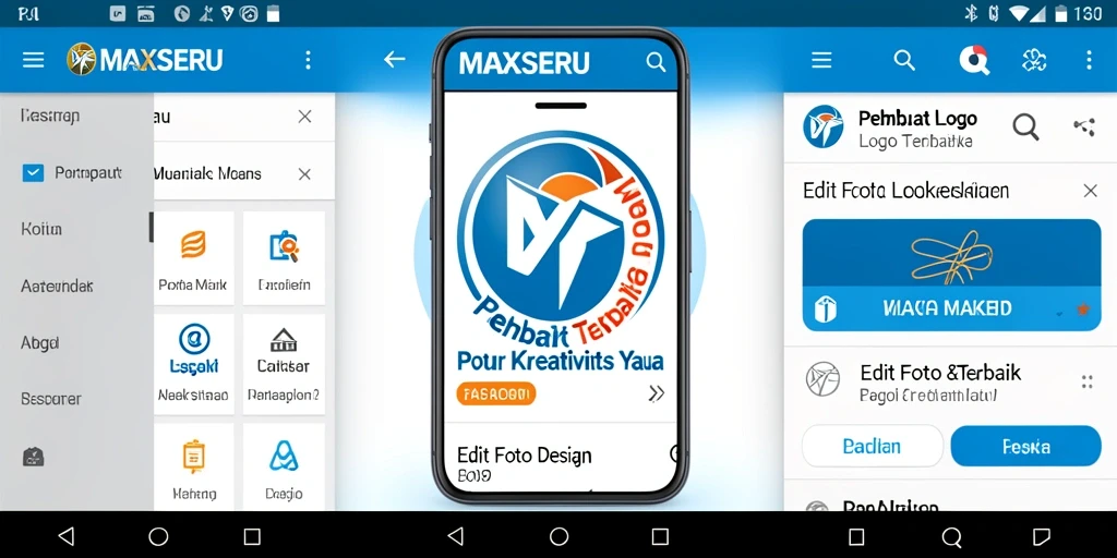 Antarmuka aplikasi MAXSERU untuk desain logo yang intuitif.
