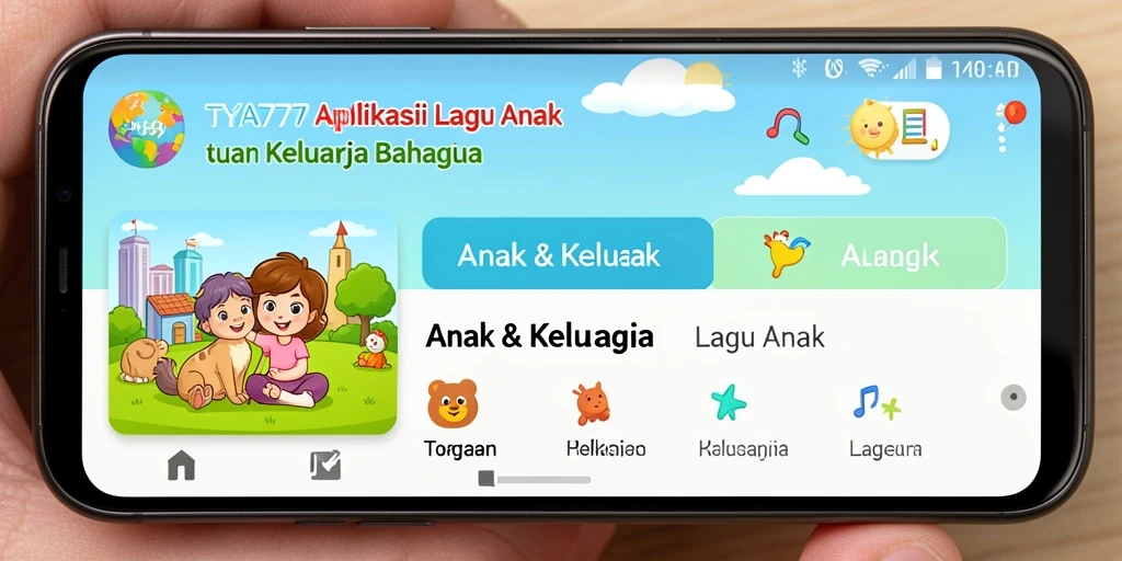 Tampilan antarmuka aplikasi TYA777 yang menarik dan ramah anak.